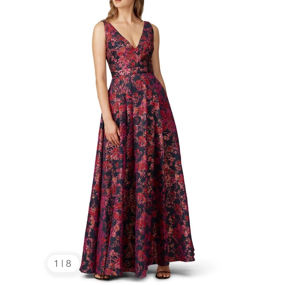 Badgley Mischka Floral Jacquard Gown! Pinks, purples, blue, gold & multicolor! - Picture 3 of 17